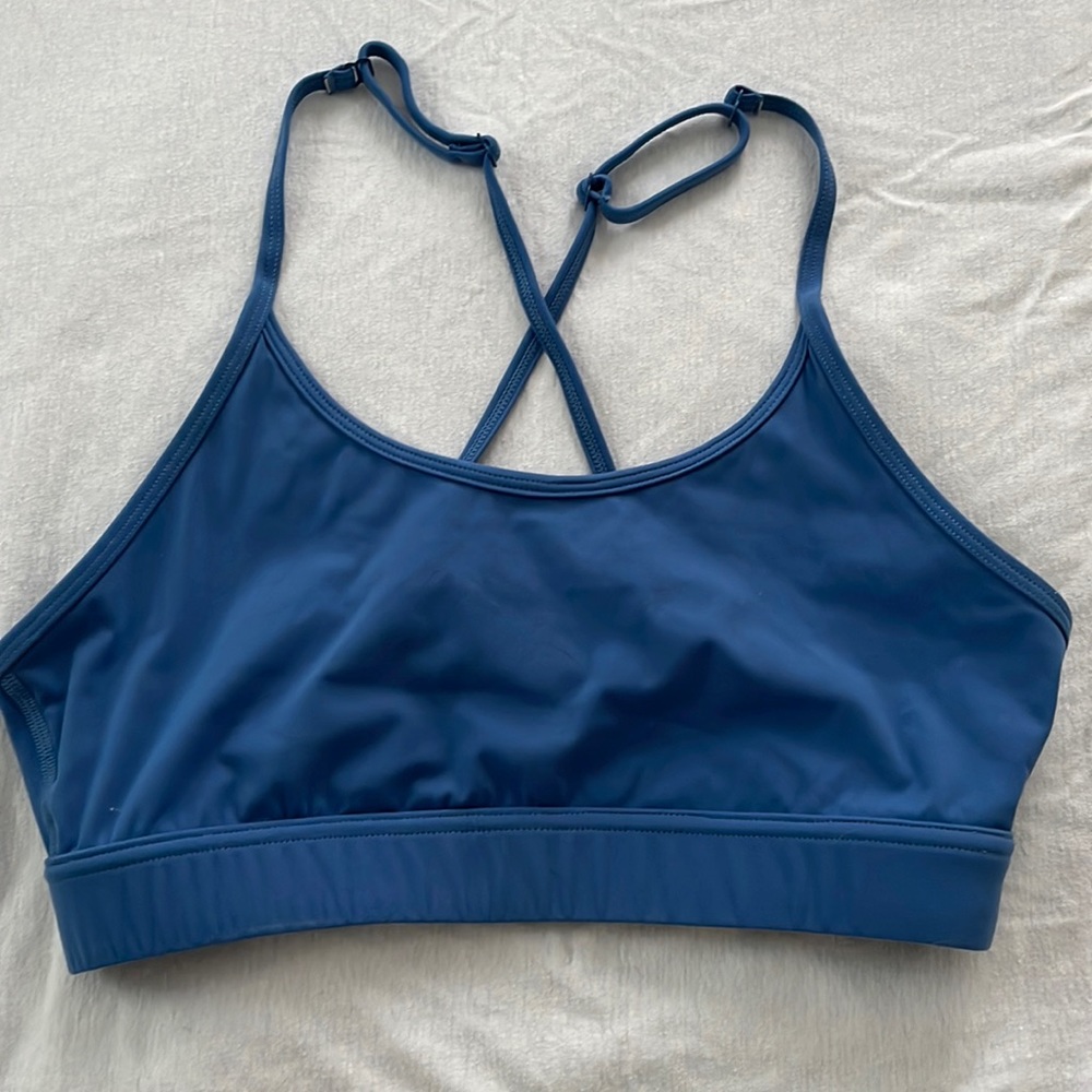 Buff bunny blue cross back sports bra